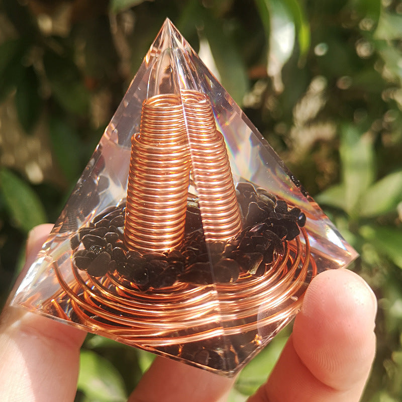 Obsidian & Quartz Tensor Pyramid Antenna